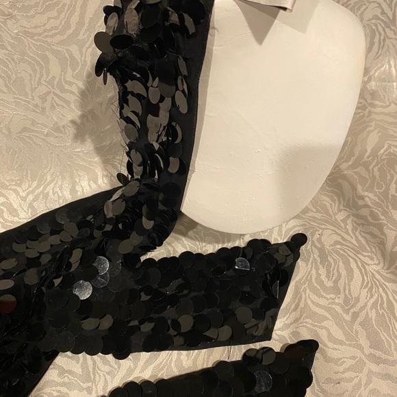 Ladies Black Sequins Scarf/Belt 70” x 3” - Picture 2 of 4